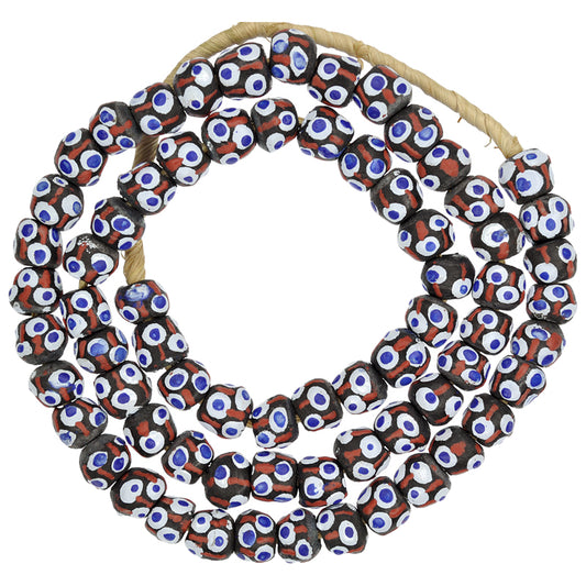 New African Powder Glass Beads - Fancy Krobo Beads 11Mm, 26" Strand
