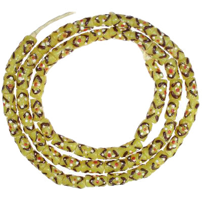 African Fancy Powder Glass Beads - 27" Strand, Handmade In Ghana