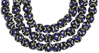 African Fancy Powder Glass Beads, 11Mm Recycled Krobo Glass Strand - alternate view
