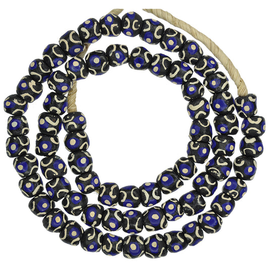 African Fancy Powder Glass Beads, 11Mm Recycled Krobo Glass Strand
