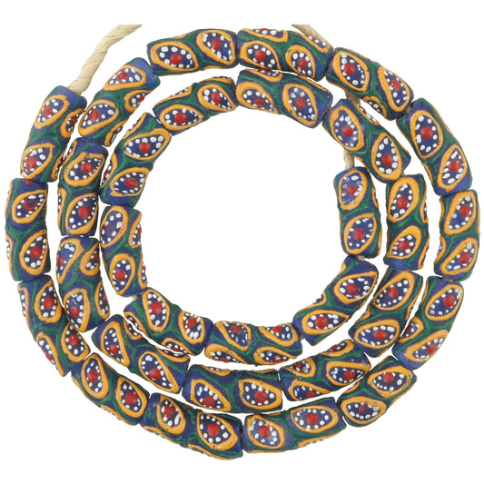 African Fancy Krobo Beads, 9-10Mm Recycled Glass Trade Beads