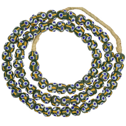 African Trade Beads 10Mm Fancy Krobo Glass Powder Beads Strand