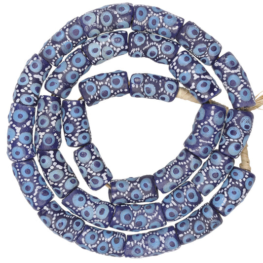 Authentic Krobo Powder Glass Beads - Venetian Eye Design, 10-11Mm