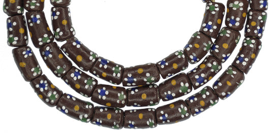 Handmade African Powder Glass Beads - Fancy Krobo Trade Beads - alternate view