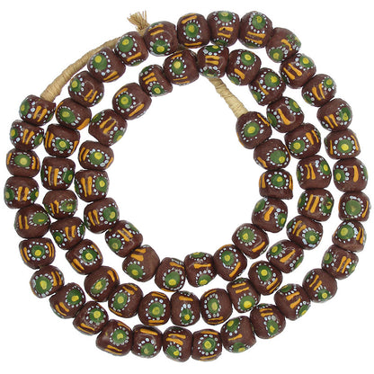 African Fancy Powder Glass Beads - 10-11Mm Handmade Krobo Beads