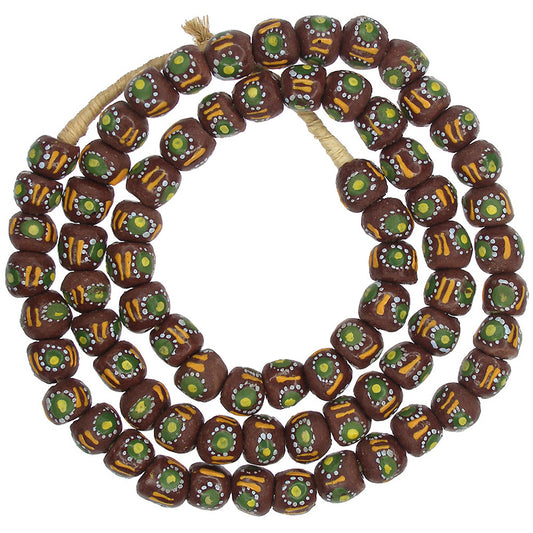 African Fancy Powder Glass Beads - 10-11Mm Handmade Krobo Beads