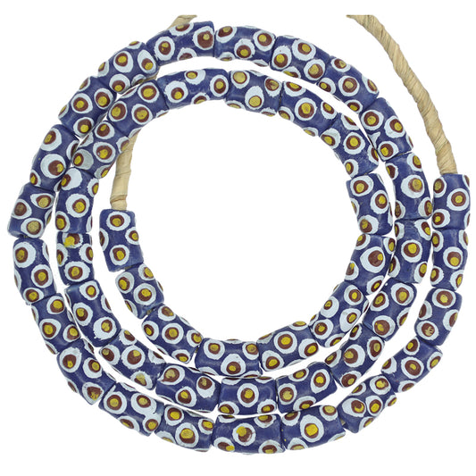 African Trade Beads: Fancy Krobo Powder Glass Eye Beads, 9-10Mm