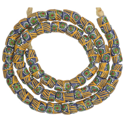 Vibrant 11Mm Fancy Powder Glass African Trade Beads - Ghana Made