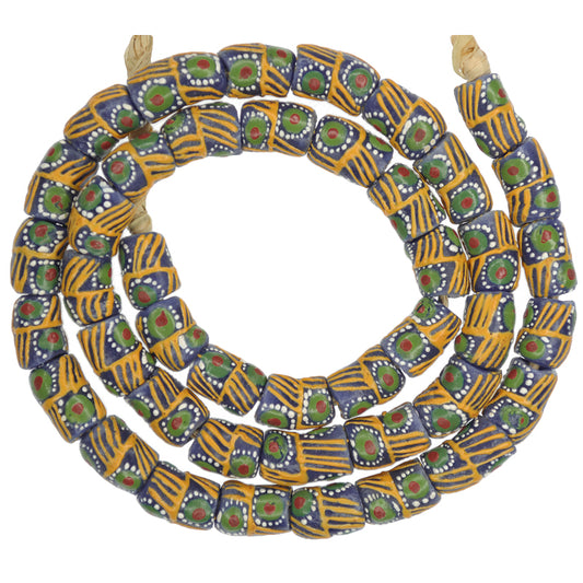 Vibrant 11Mm Fancy Powder Glass African Trade Beads - Ghana Made