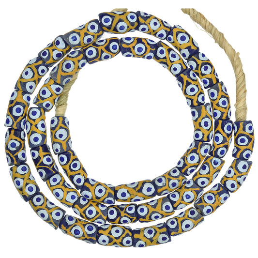 African Trade Beads - Fancy Krobo Powder Glass Eye Beads, 9Mm