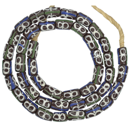 New African Trade Beads - 9Mm Fancy Powder Glass Beads, Ghana