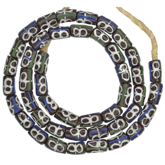 New African Trade Beads - 9Mm Fancy Powder Glass Beads, Ghana