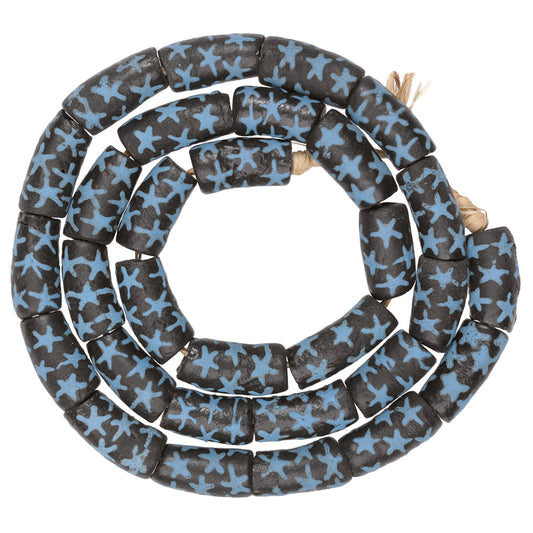 African Powder Glass Beads - Fancy Recycled Krobo Trade Beads, 10-11Mm