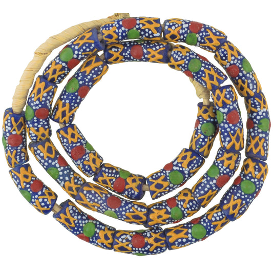 New 9-10Mm Powder Glass Fancy African Trade Beads From Ghana