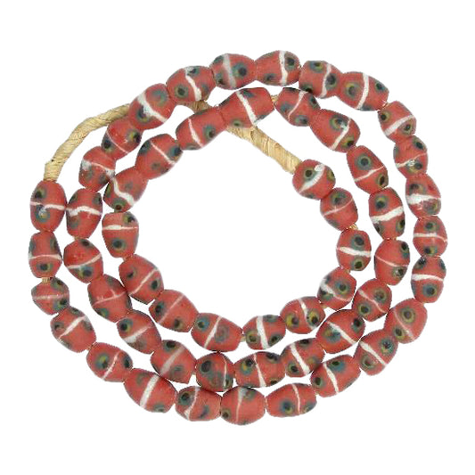 Red Eye Powder Glass Beads - Ghana Krobo African Trade Beads