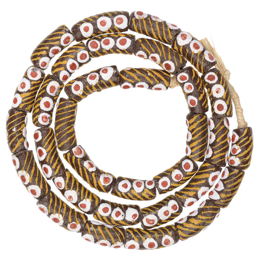 Colorful African Trade Beads - Fancy Powder Glass Krobo Beads 9Mm