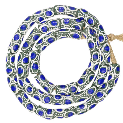 African Trade Beads - Fancy Powder Glass Beads 9Mm, 25.5" Strand