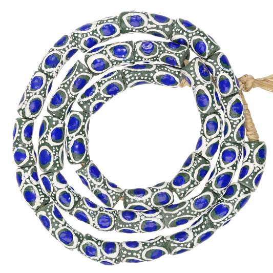 African Trade Beads - Fancy Powder Glass Beads 9Mm, 25.5" Strand