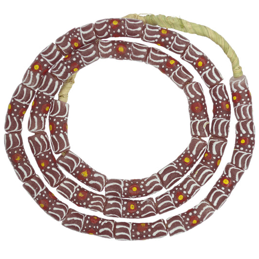 New Fancy Powder Glass Trade Beads, 9Mm, Ghana Krobo Glass Strand