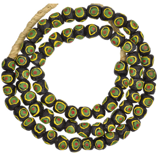 African Trade Beads - Fancy Powder Glass Krobo Beads 10-11Mm