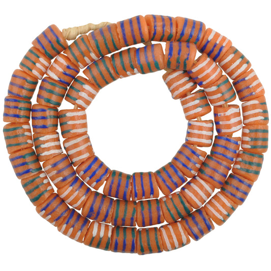 African Trade Beads: Fancy Krobo Glass Beads 9-10Mm, Ghana Made