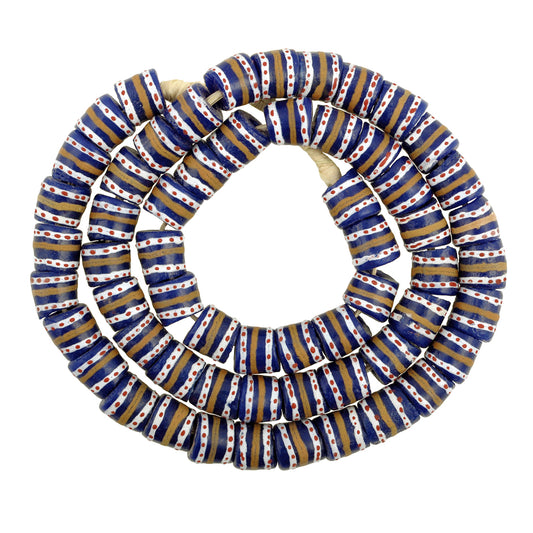 African Trade Beads - Fancy Krobo Glass Beads, 11-12Mm, 25" Strand