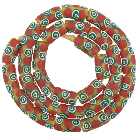 Venetian Eye-Inspired African Trade Beads, 10Mm Krobo Powder Glass