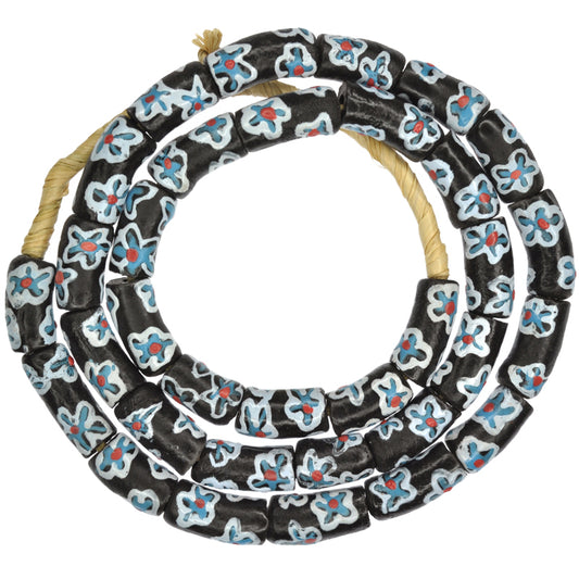 African Fancy Krobo Powder Glass Beads, 9-10Mm, Handmade In Ghana