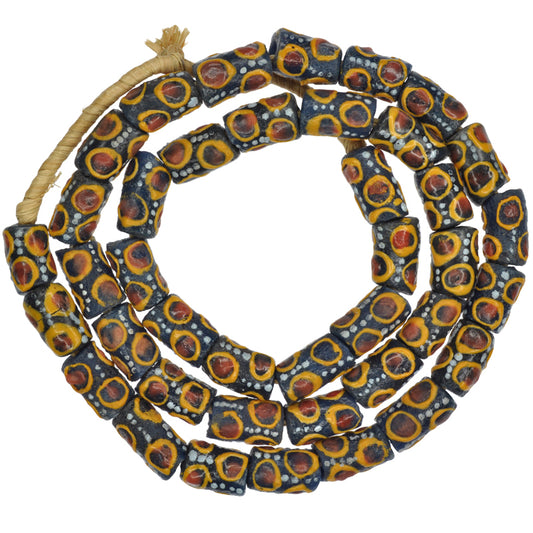 Fancy Powder Glass African Trade Beads, Handmade In Ghana - 10Mm