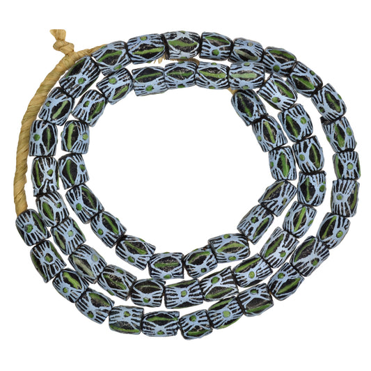 African Fancy Powder Glass Beads - 9Mm, Handmade Krobo Trade Beads