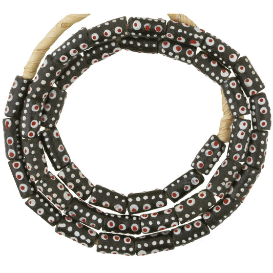 African Fancy Powder Glass Beads, Handmade Krobo Trade Beads 7Mm