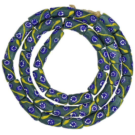 African Powder Glass Beads 9Mm - Fancy Krobo Recycled Glass Strand