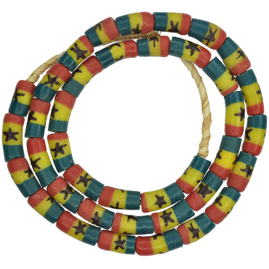 Ghana Flag Powder Glass Beads - African Trade Recycled Beads