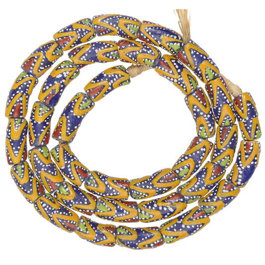 African Trade Beads - Fancy Krobo Powder Glass Beads, 9Mm, 24.5” Strand