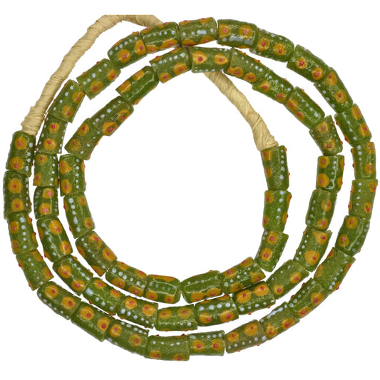 African Fancy Powder Glass Beads, 6-7Mm, Recycled Ghana Beads