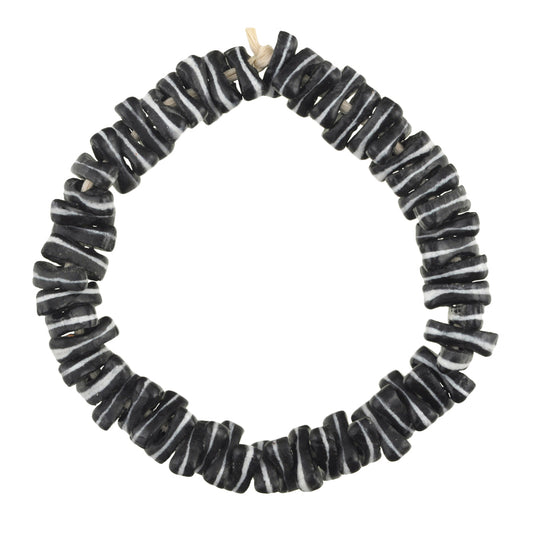 Black & White Powder Glass Beads Bracelet - Ghana Recycled Beads