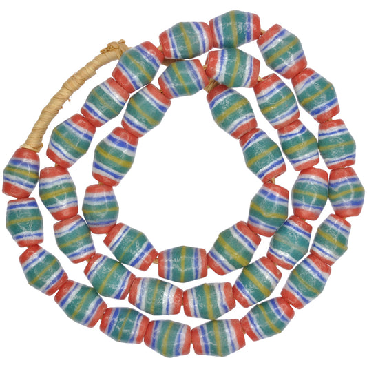 Oval Powder Glass African Trade Beads - Recycled Krobo Beads Ghana