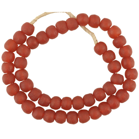 Red Translucent Krobo Glass Beads - Recycled African Trade Beads