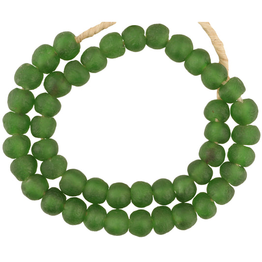 Translucent Recycled Krobo Glass Beads, 14-15Mm, African Trade Strand
