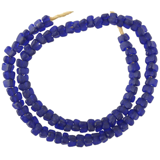Cobalt Blue Krobo Glass Beads Imitating Czech Flower Trade Beads