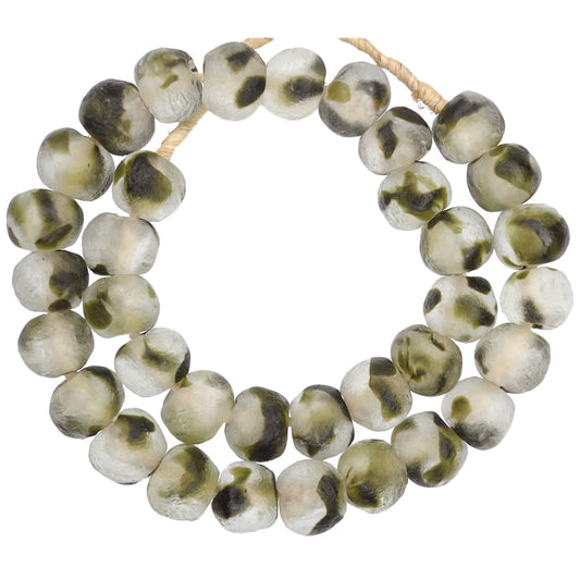 X-Large Multicolored Krobo Powder Glass Beads, 21-22Mm, Ghana
