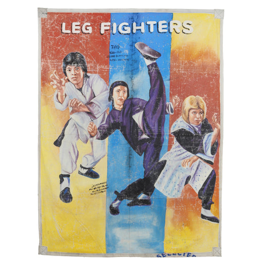 The Leg Fighters Movie Poster - Authentic Hand-Painted Ghanaian Art