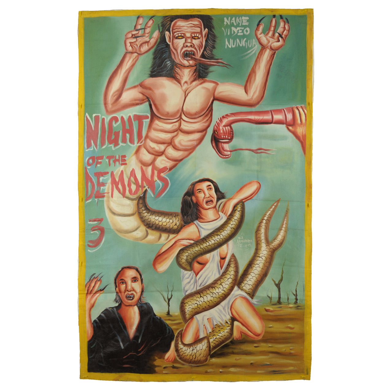 Night Of The Demons 3 Movie Poster - Hand-Painted Ghana Art - horror scene artwork