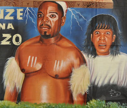Nze Na Ozo Movie Poster - Authentic Hand-Painted Art From Ghana - close-up