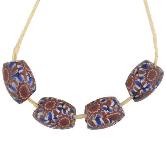 Rare Antique Oval Millefiori Venetian Mosaic Trade Beads