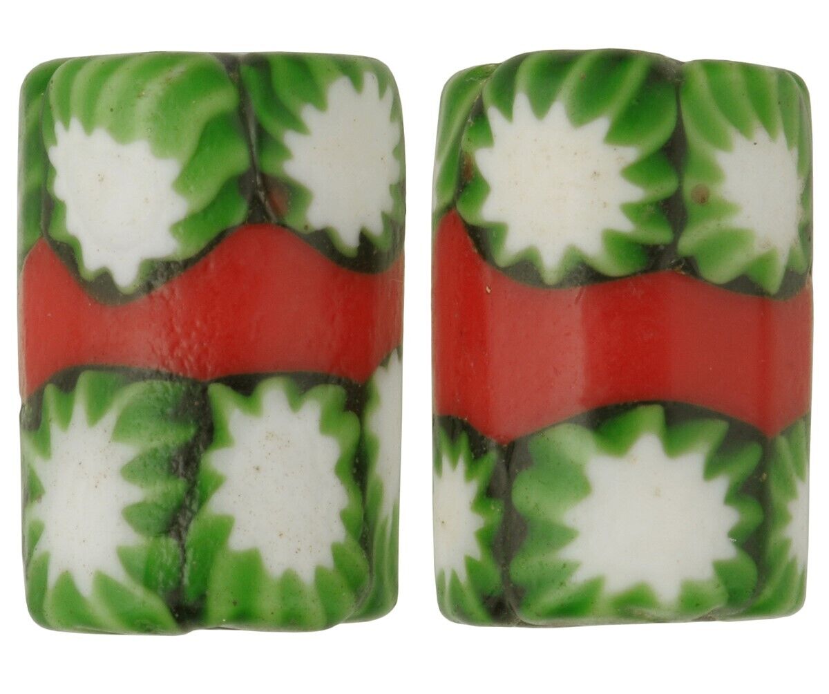 Antique Red Banded Venetian Millefiori Trade Beads - African Mosaic - alternate view