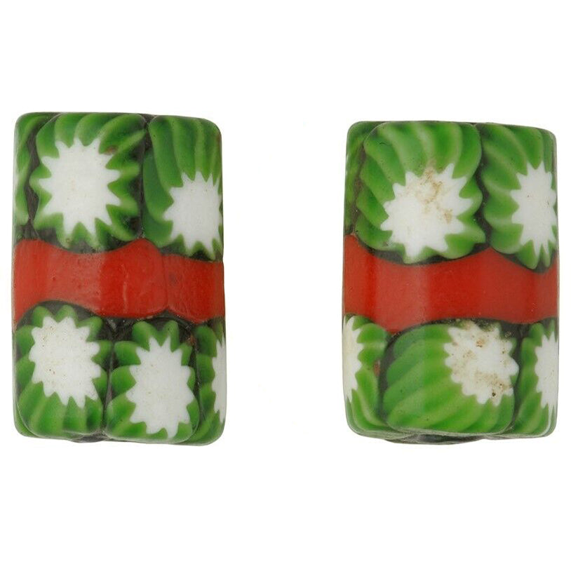 Antique Red Banded Venetian Millefiori Trade Beads - African Mosaic