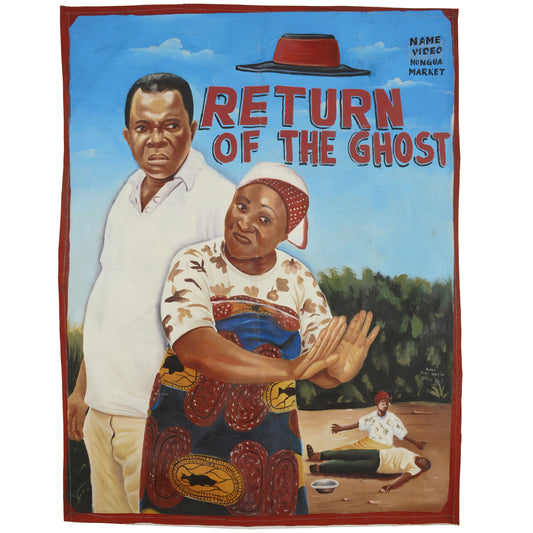 Return Of The Ghost Movie Poster: Ghanaian Hand-Painted Artwork - horror scene artwork