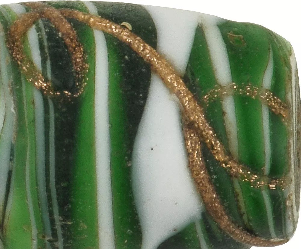 Rare Antique Floral Venetian Glass Trade Bead - 18Mm X 10Mm - zoomed-in detail
