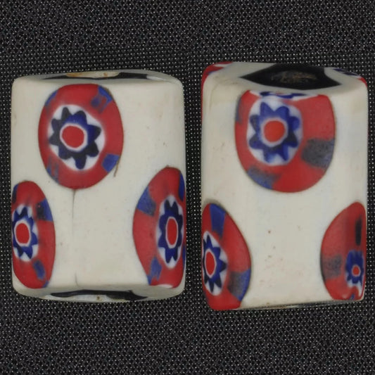 Rare Antique Venetian Millefiori African Trade Beads Pair
